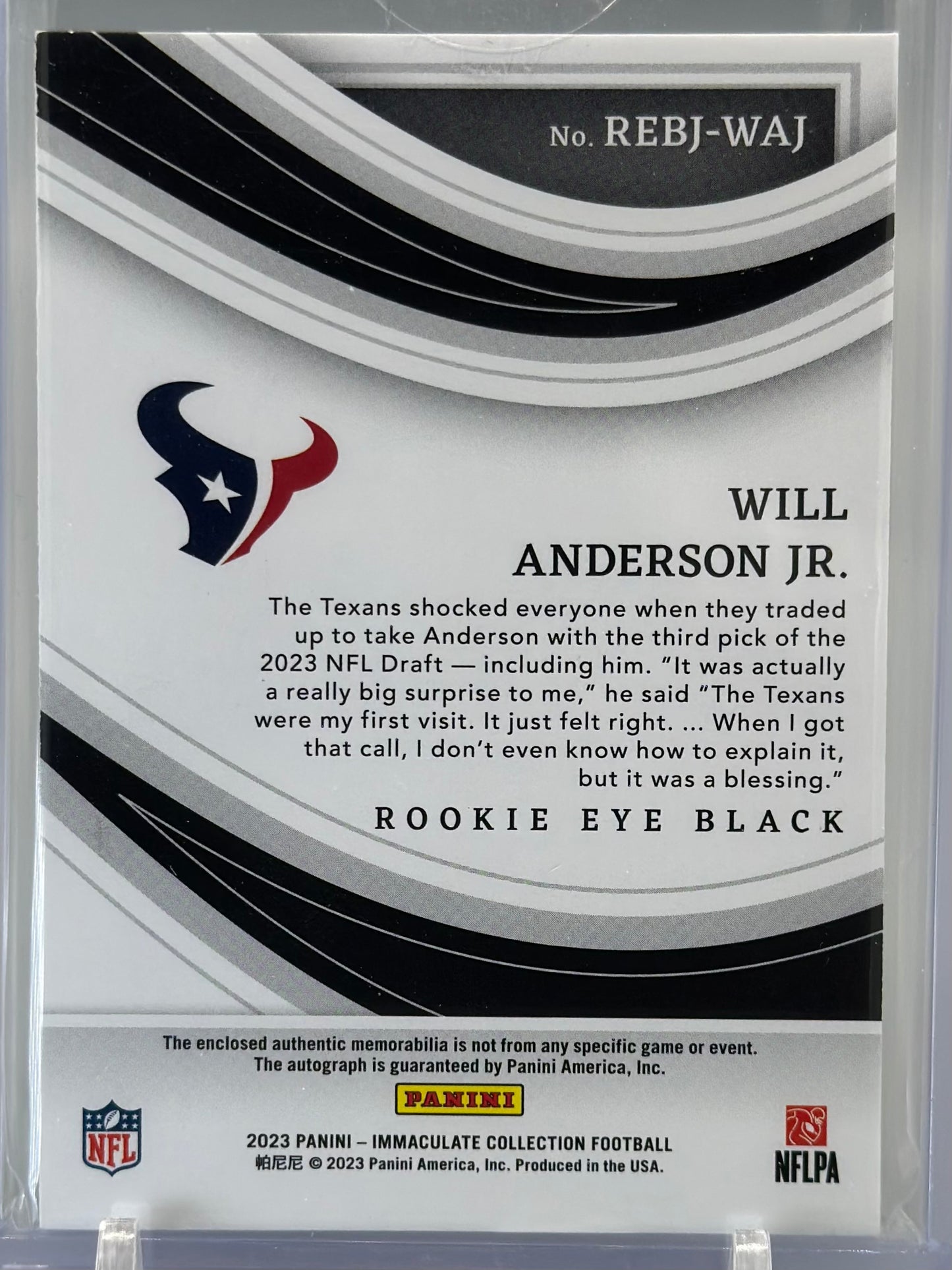 2023 Panini Immaculate Will Anderson Jr. Rookie Eye Black Jerseys /99 #10