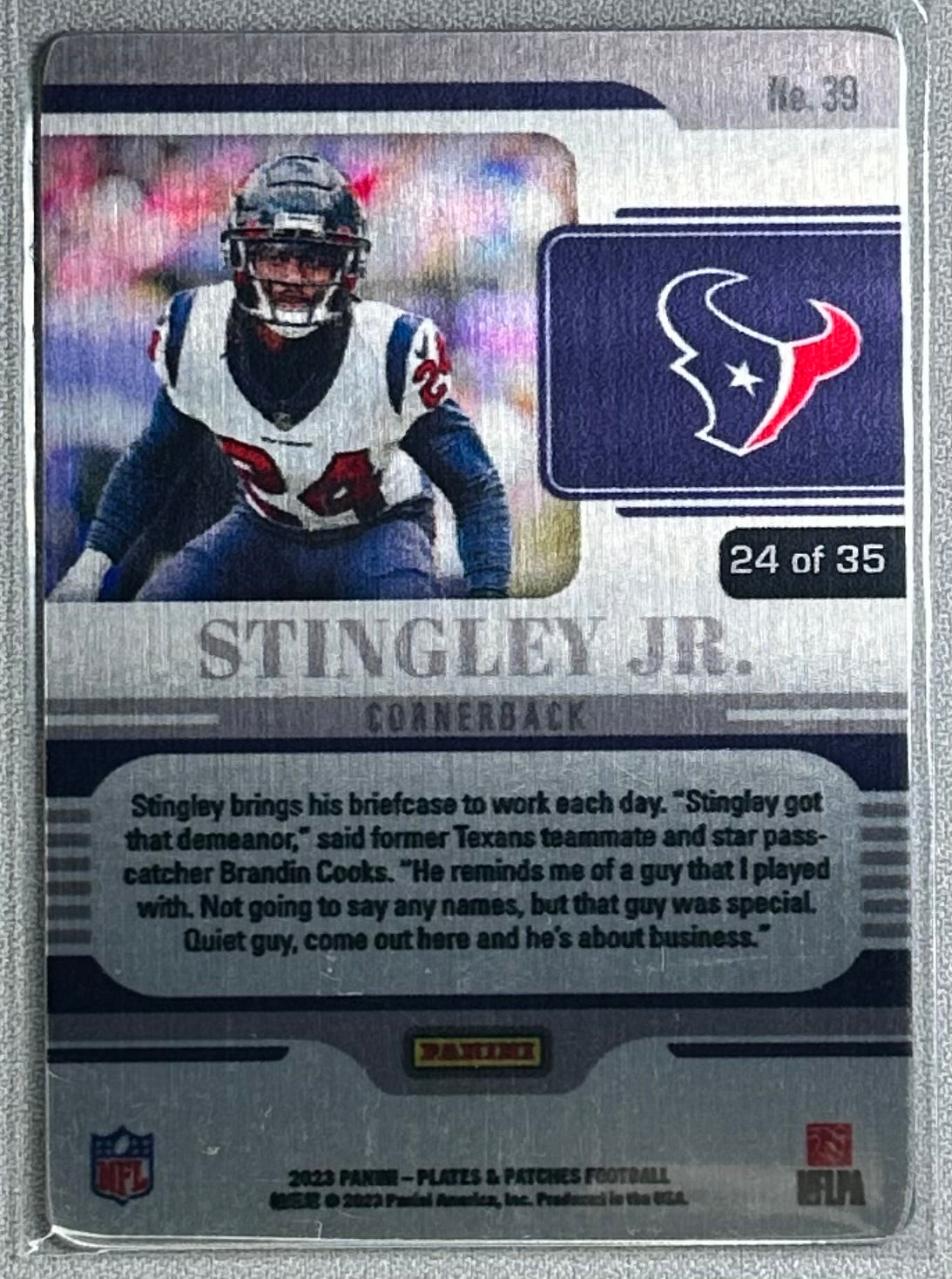 2023 Panini Plates & Patches Derek Stingley Jr. Metal Vector /35 #39