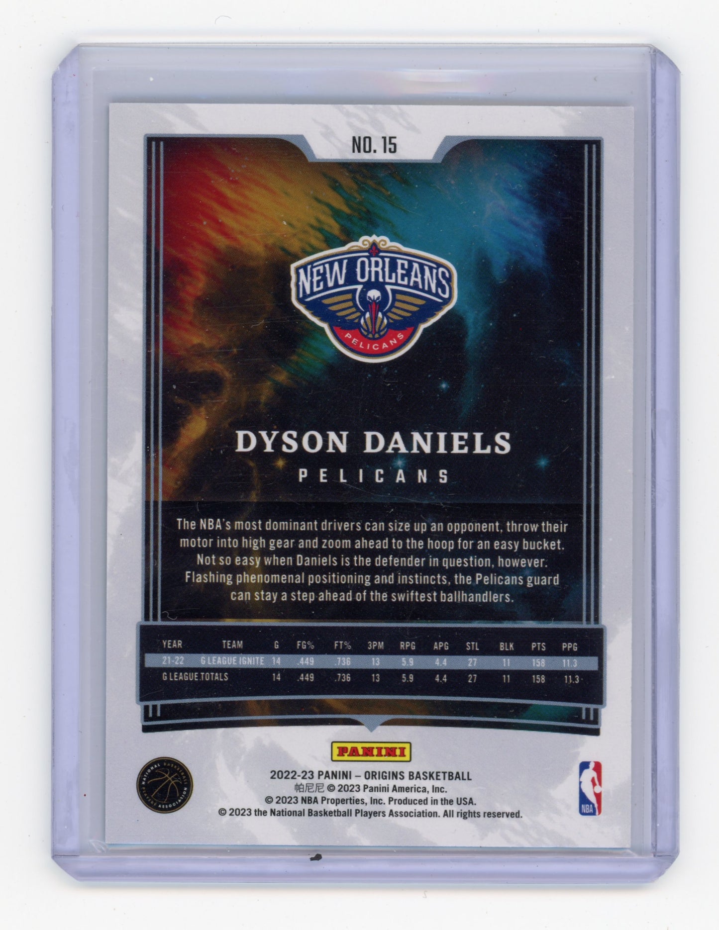 2022 Panini Origins Dyson Daniels Blue 08/99 RC #15