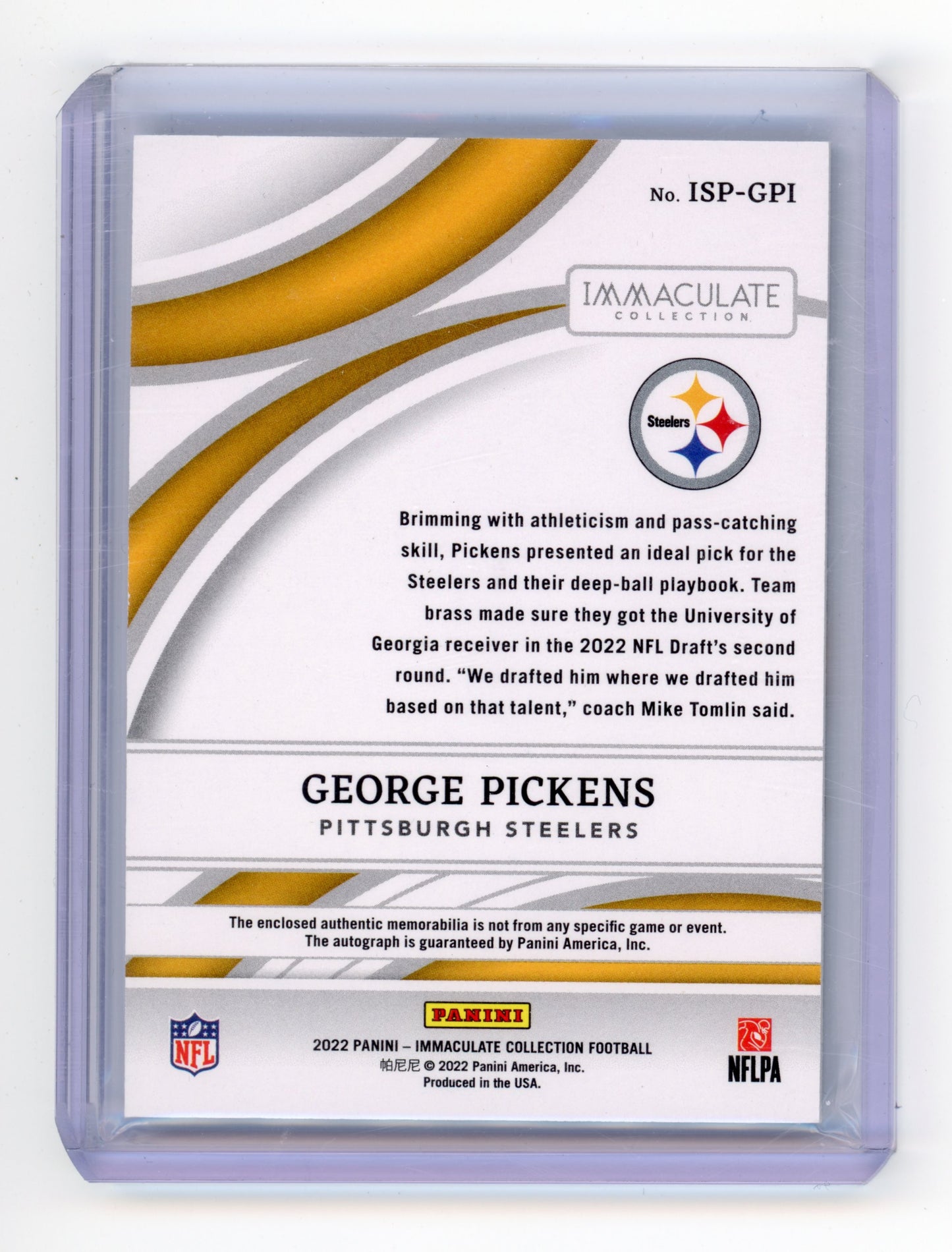 2022 Panini Immaculate George Pickens Signature Patches Rookie 66/99 #ISP-GPI