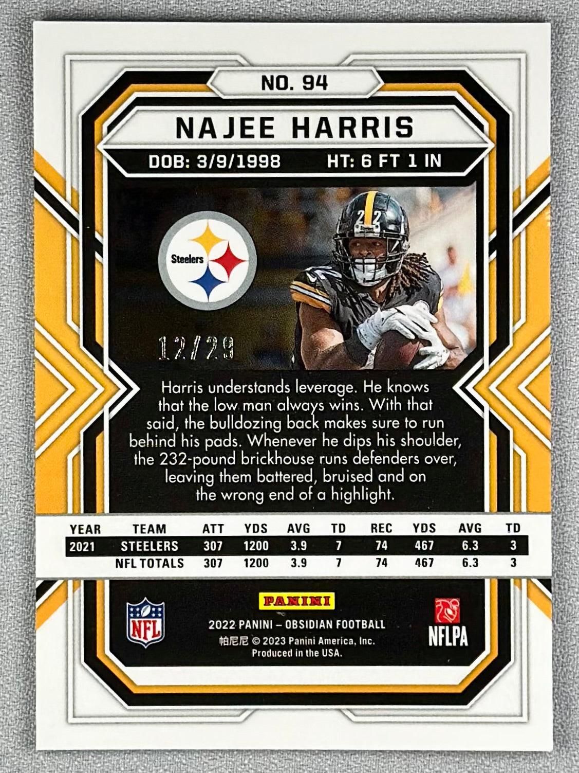 2022 Panini Obsidian Najee Harris Red Flood /29 #94