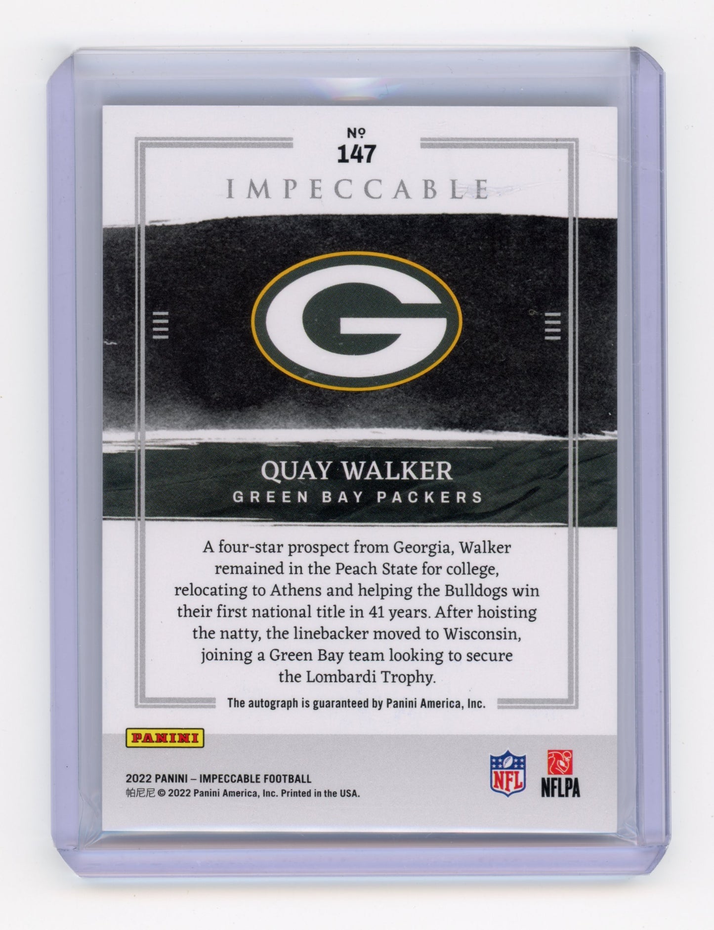 2022 Panini Impeccable Quay Walker Rookie Autograph Red /75 #147 RC