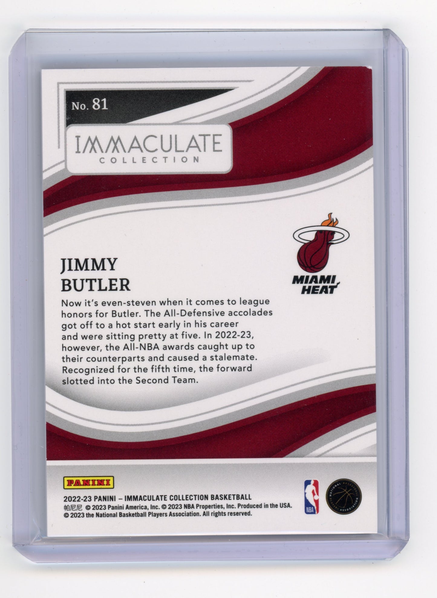 2022 Panini Immaculate Collection Jimmy Butler Red 30/49 #81
