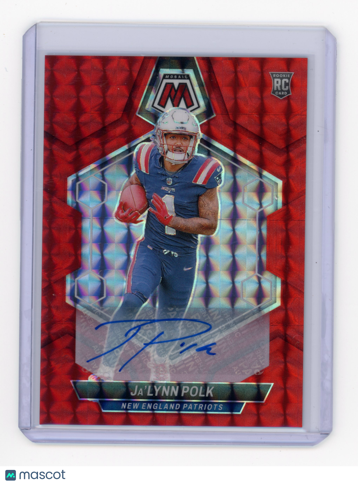 2024 Panini Mosaic Ja'Lynn Polk Rookie Autograph Red Mosaic /199 #337 RC