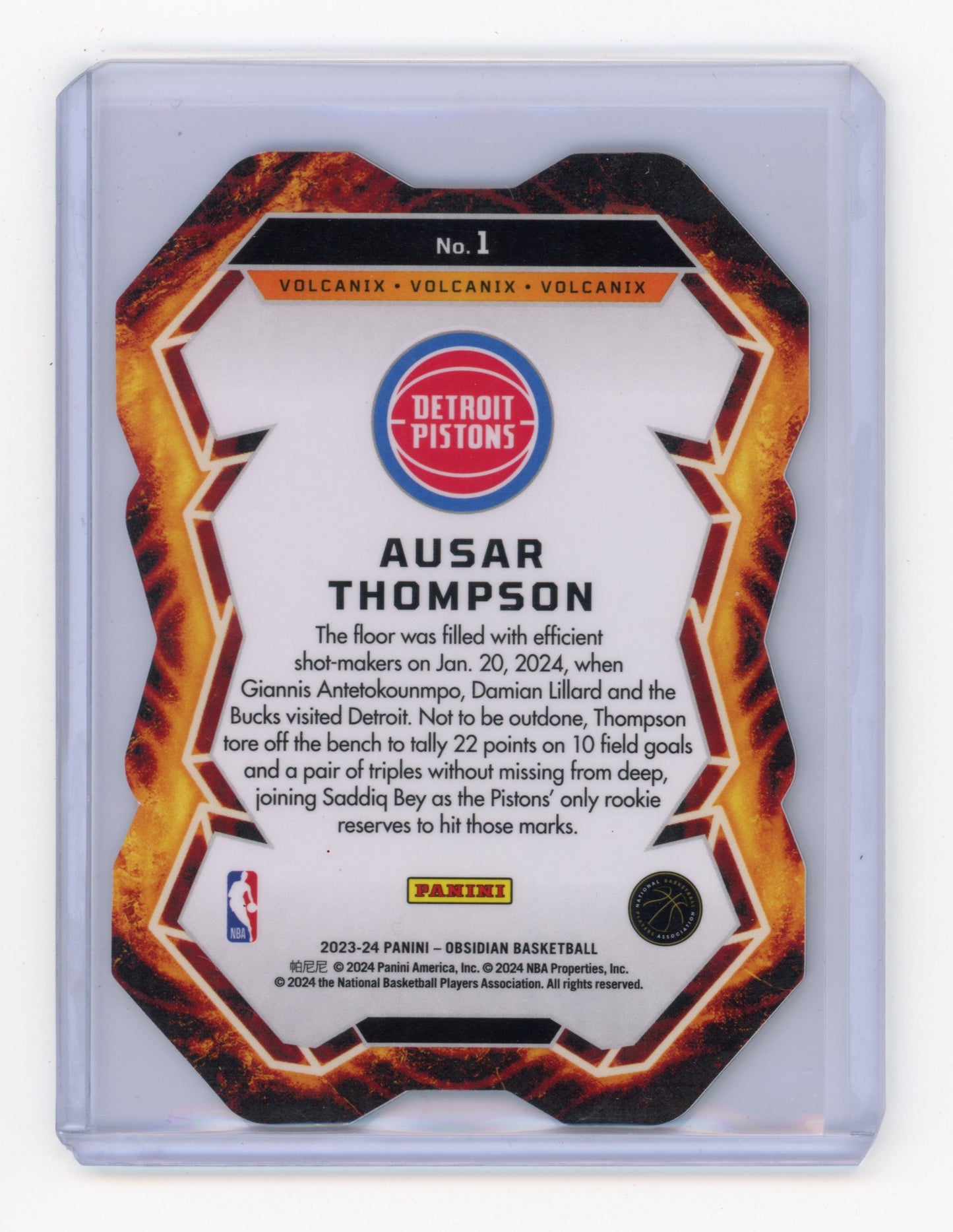 2023 Panini Obsidian Ausar Thompson Volcanix Die-Cut RC #1