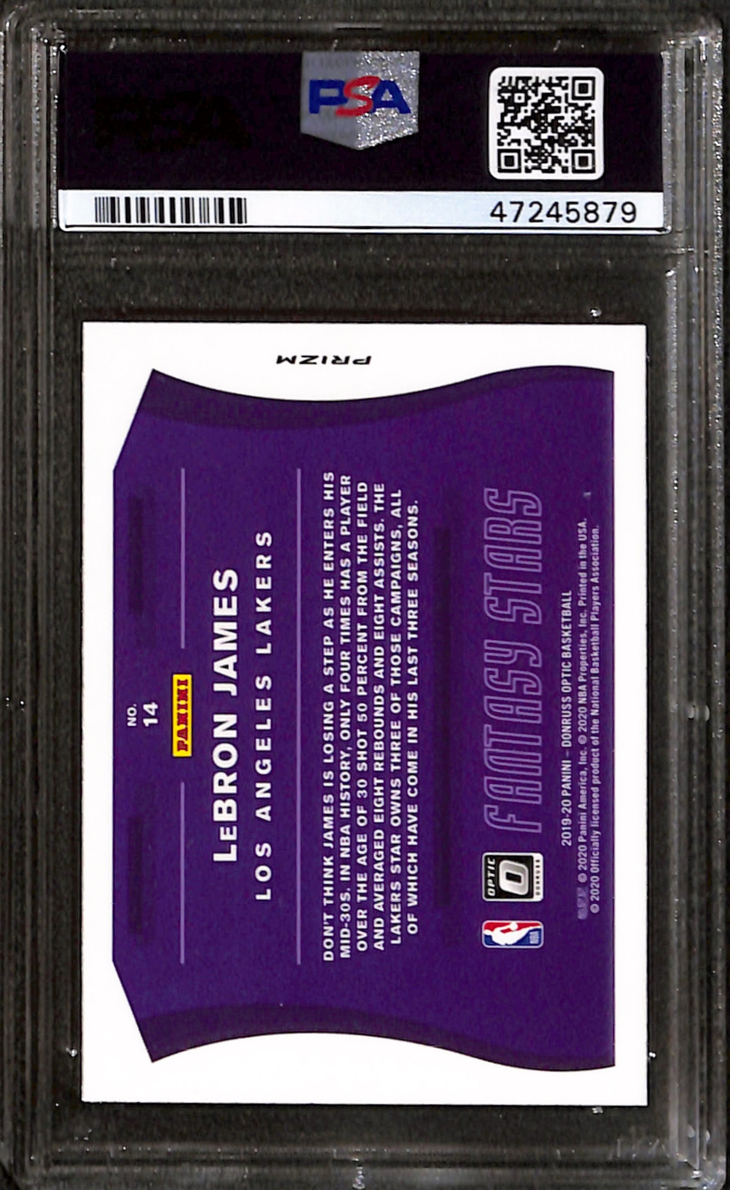 2019-20 Panini Donruss Optic LeBron James Fantasy Stars Holo #14 PSA 10