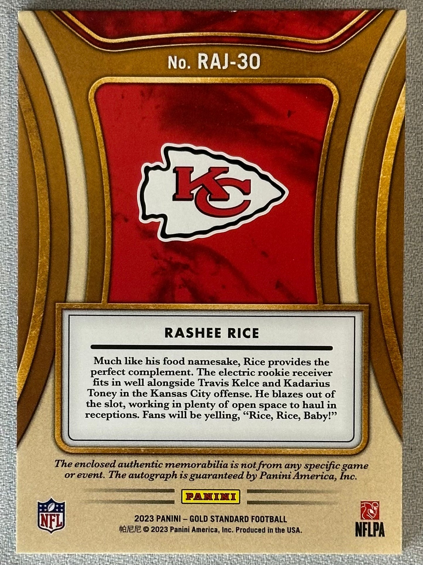 2023 Panini Gold Standard Rashee Rice RPA Rose Gold /24 #RAJ-30 RC