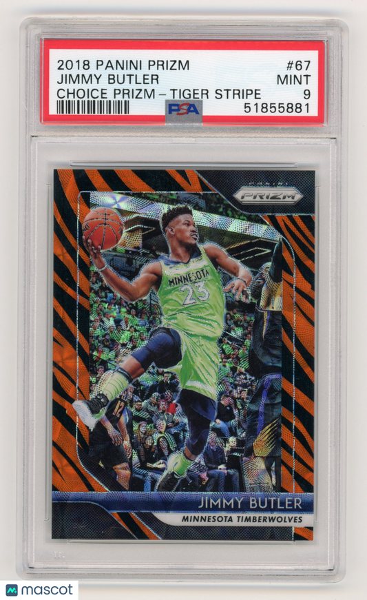2018 Panini Prizm Jimmy Butler Choice Tiger Stripe #67 PSA 9