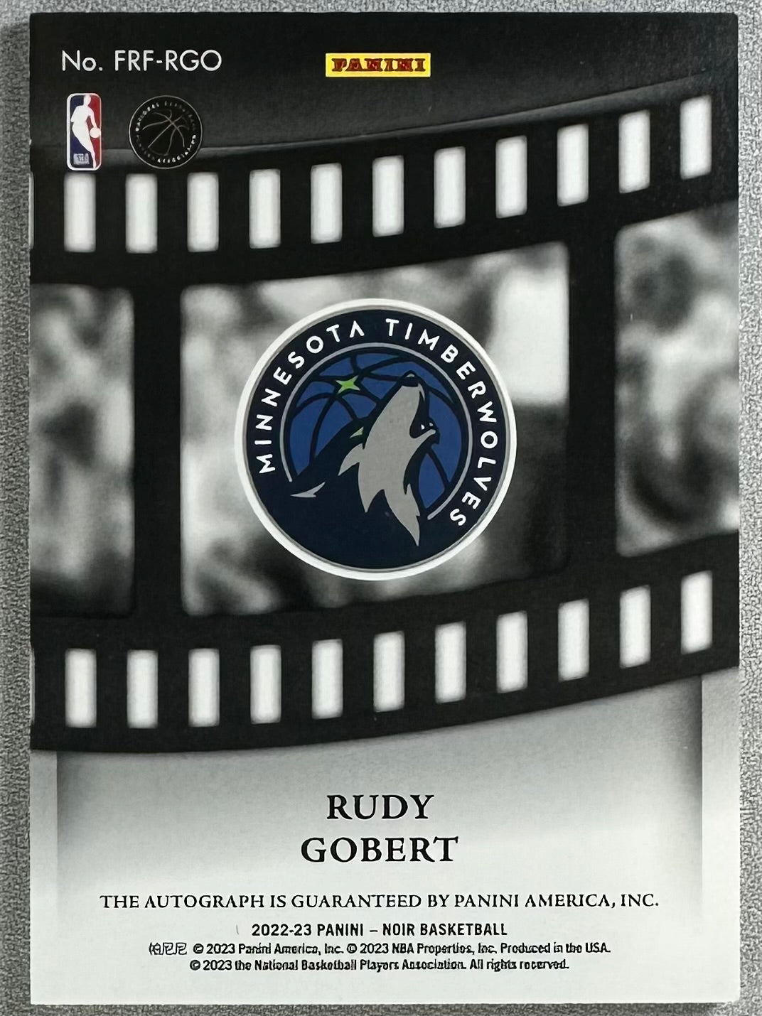 2022 Panini Noir Rudy Gobert Freeze Frame Signatures /99 #FRF-RGO