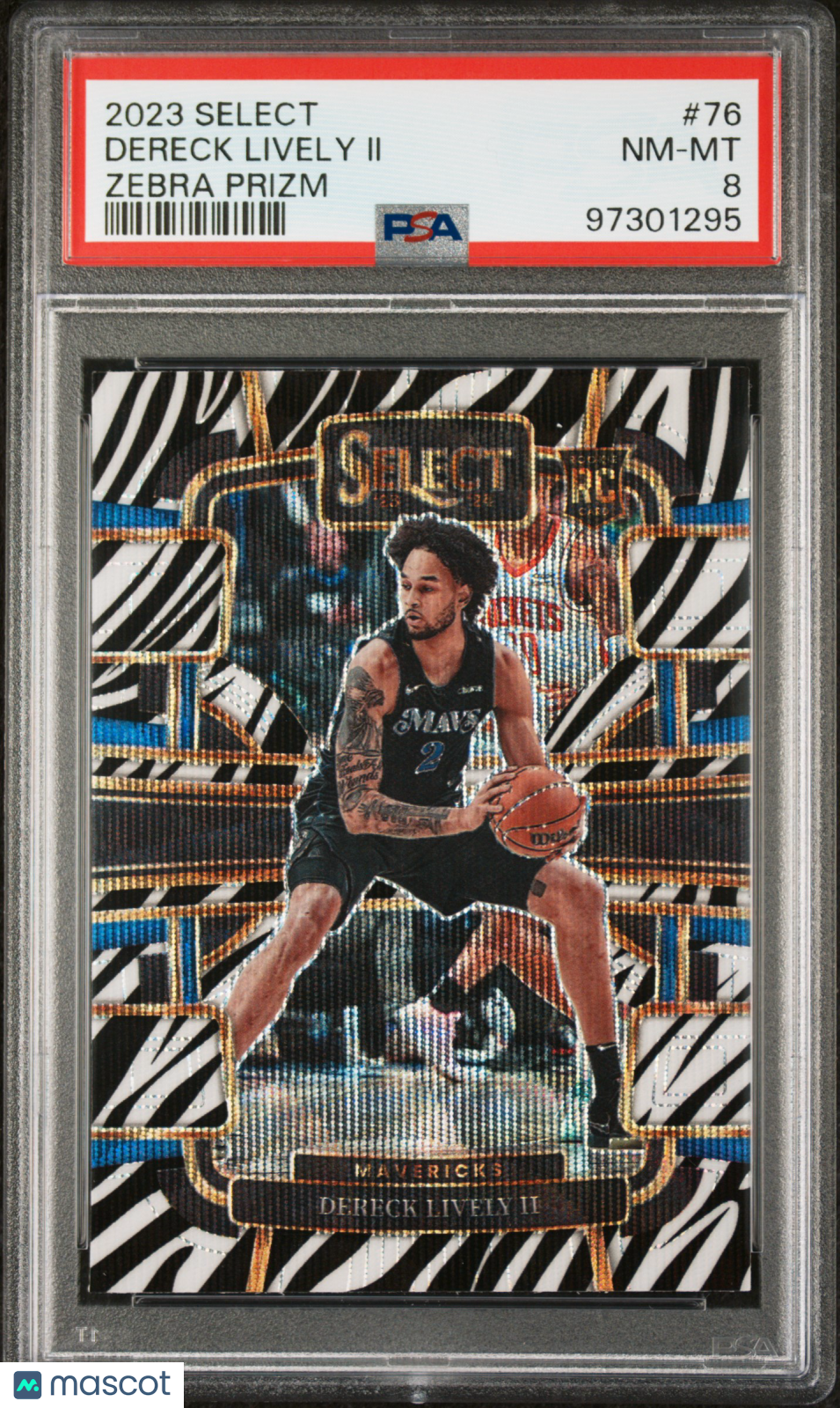 2023 Panini Select Dereck Lively II Zebra Prizm #76 PSA 8