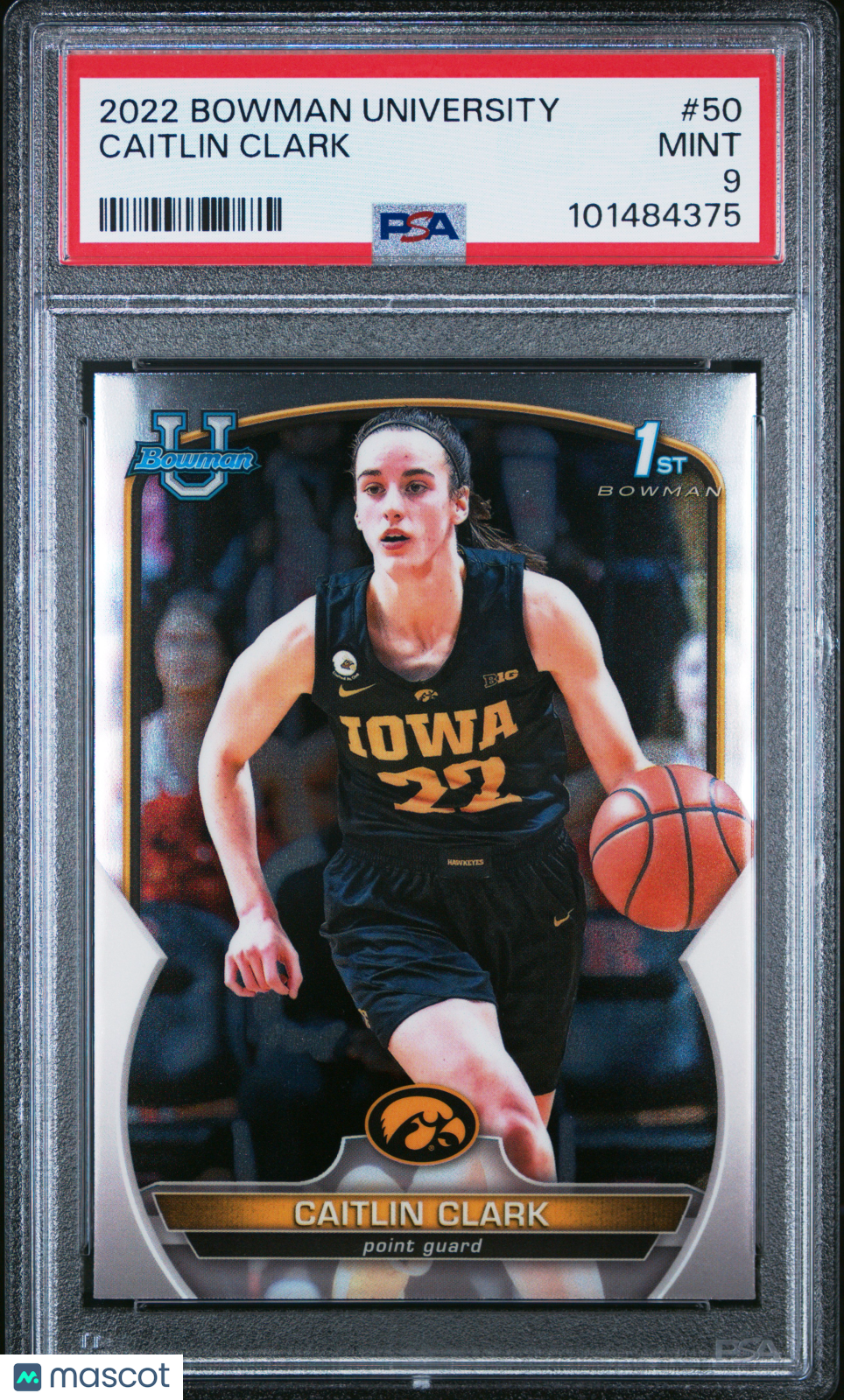 2022 Bowman Chrome University Caitlin Clark #50 1st Bowman PSA 9