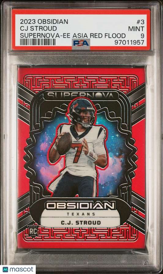 2023 Panini Obsidian CJ Stroud Supernova Asia Red Flood #3 PSA 9