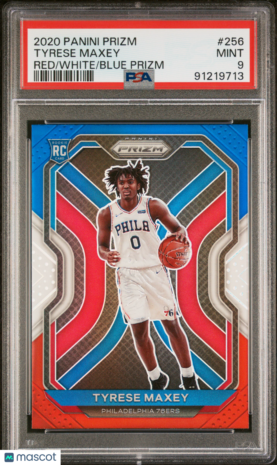 2020 Panini Prizm Tyrese Maxey Red White Blue Prizm #256 PSA 9