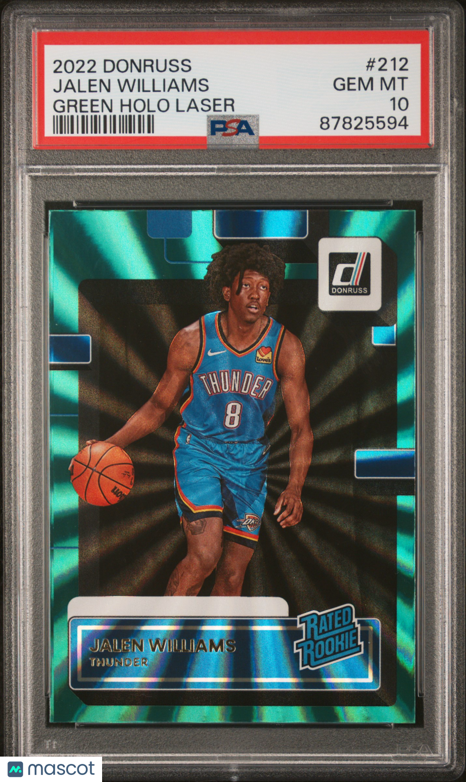 2022 Panini Donruss Jalen Williams Green Holo Laser #212 PSA 10