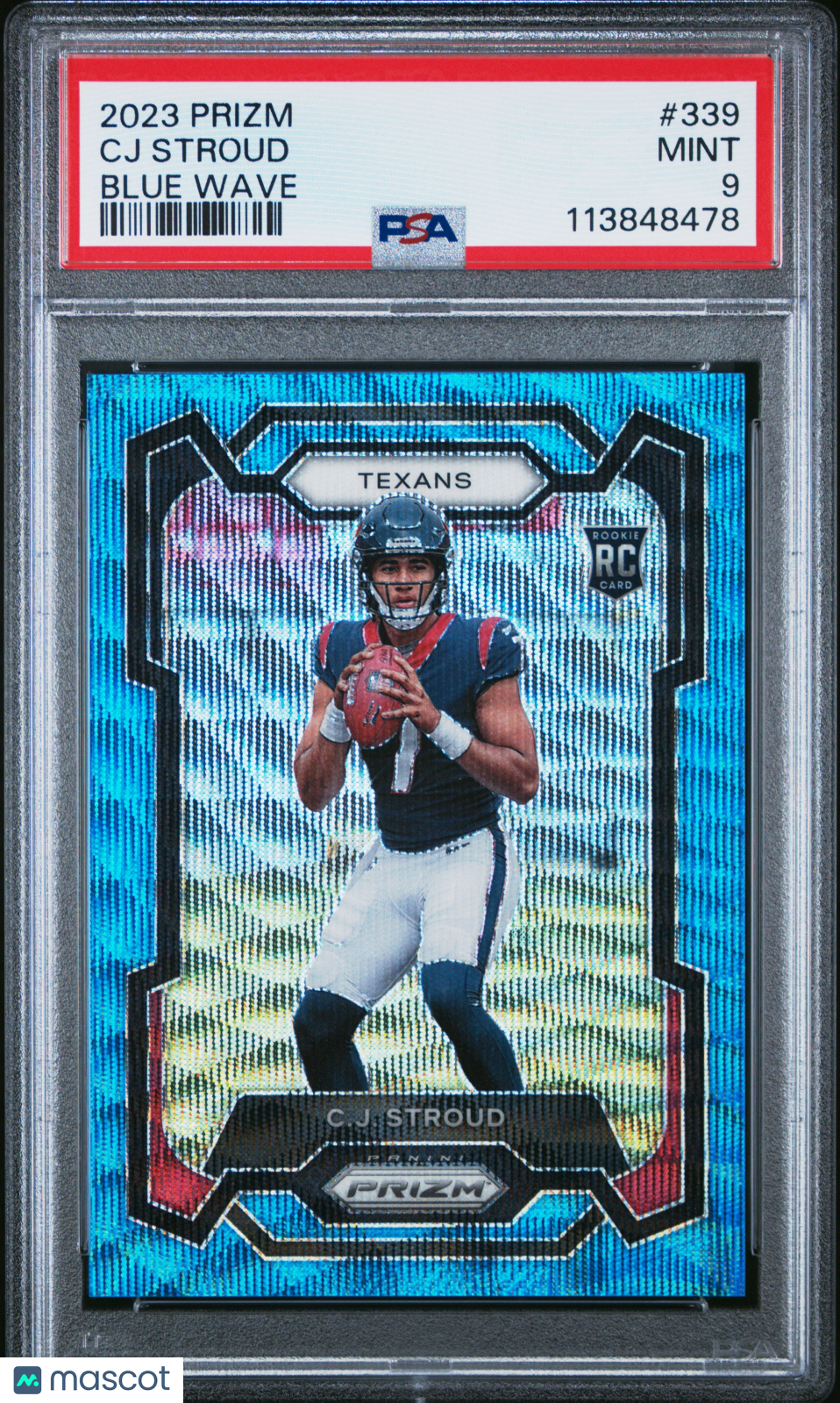 2023 Panini Prizm CJ Stroud Blue Wave 168/199 RC #339 PSA 9
