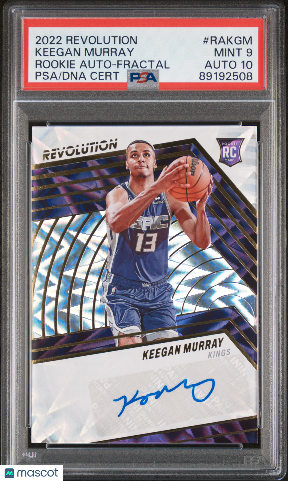Keegan Murray 2022 Panini Revolution Rookie Auto Fractal /100 #RAKGM PSA 9 RC