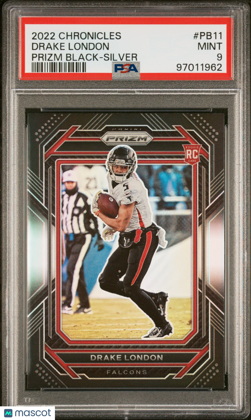 2022 Panini Chronicles Drake London Prizm Black Silver #PB11 PSA 9