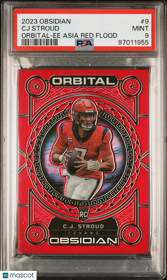 2023 Panini Obsidian CJ Stroud Orbital Asia Red Flood #9 PSA 9