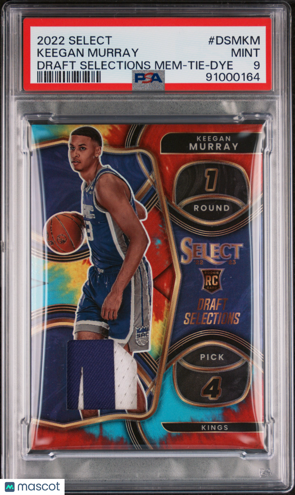 Keegan Murray 2022 Panini Select Draft Selection Mem Tie Dye /25 PSA 9 RC