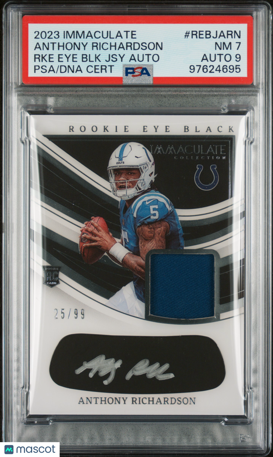 2023 Panini Immaculate Collection Anthony Richardson Eye Black RPA /99 PSA 7