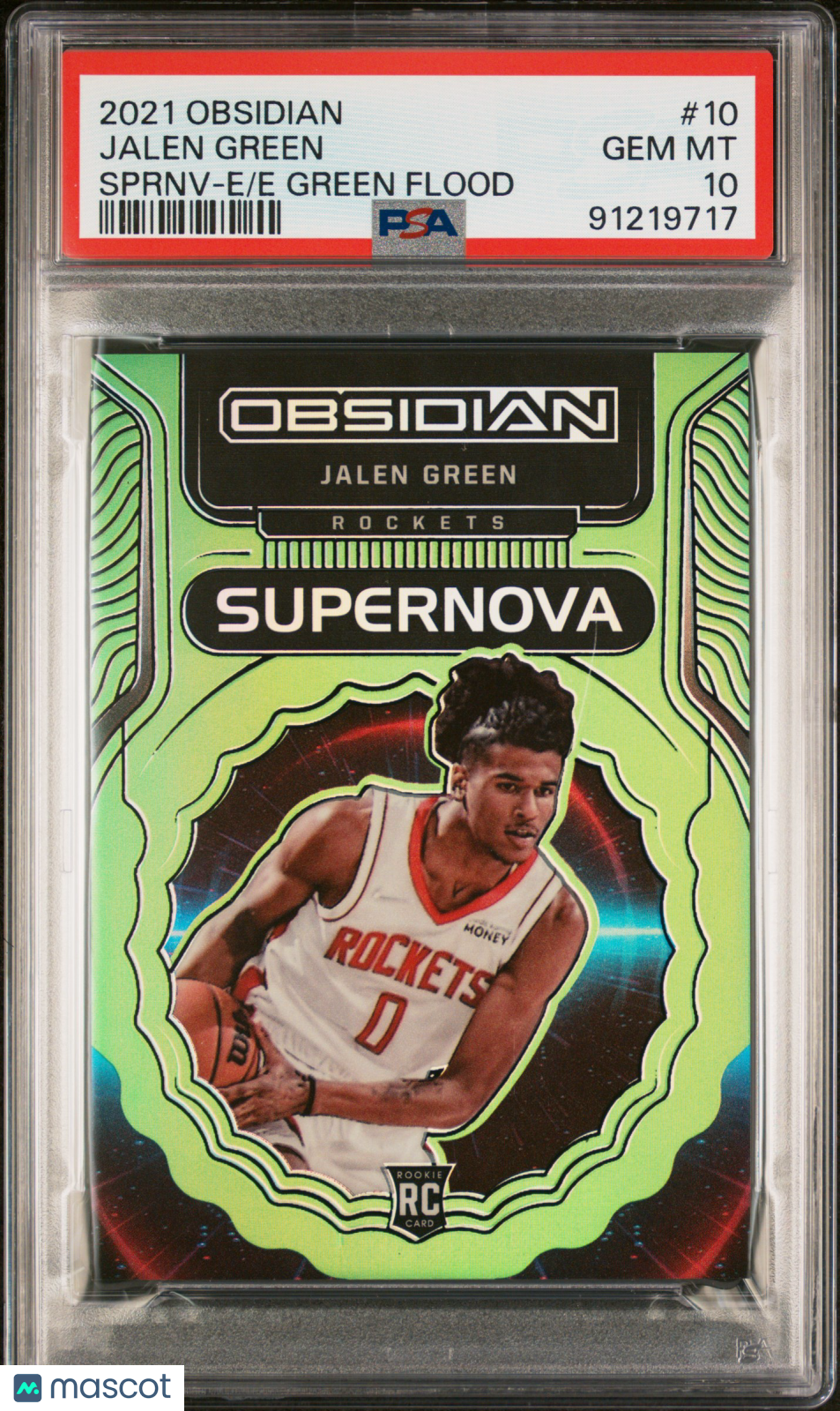 2021 Panini Obsidian Jalen Green Supernova Green Flood #10 RC PSA 10