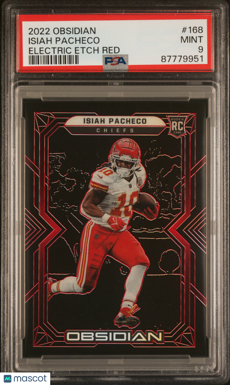 2022 Panini Obsidian Isiah Pacheco Electric Etch Red /10 #168 PSA 9