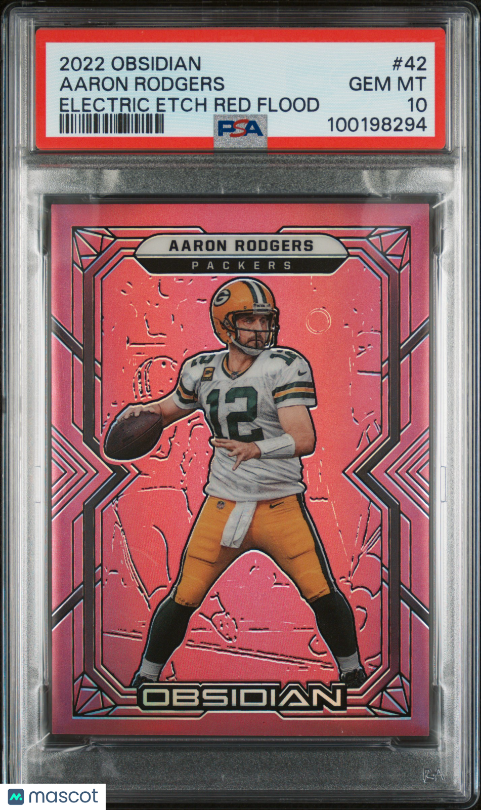 2022 Panini Obsidian Aaron Rodgers Electric Etch Red Flood /29 #42 PSA 10