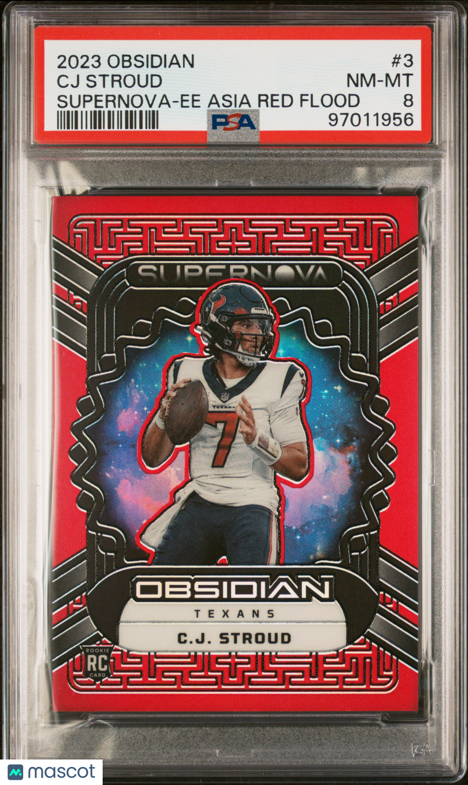 2023 Panini Obsidian CJ Stroud Supernova Asia Red Flood #3 PSA 8