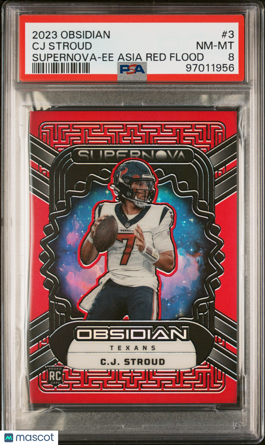 2023 Panini Obsidian CJ Stroud Supernova Asia Red Flood #3 PSA 8
