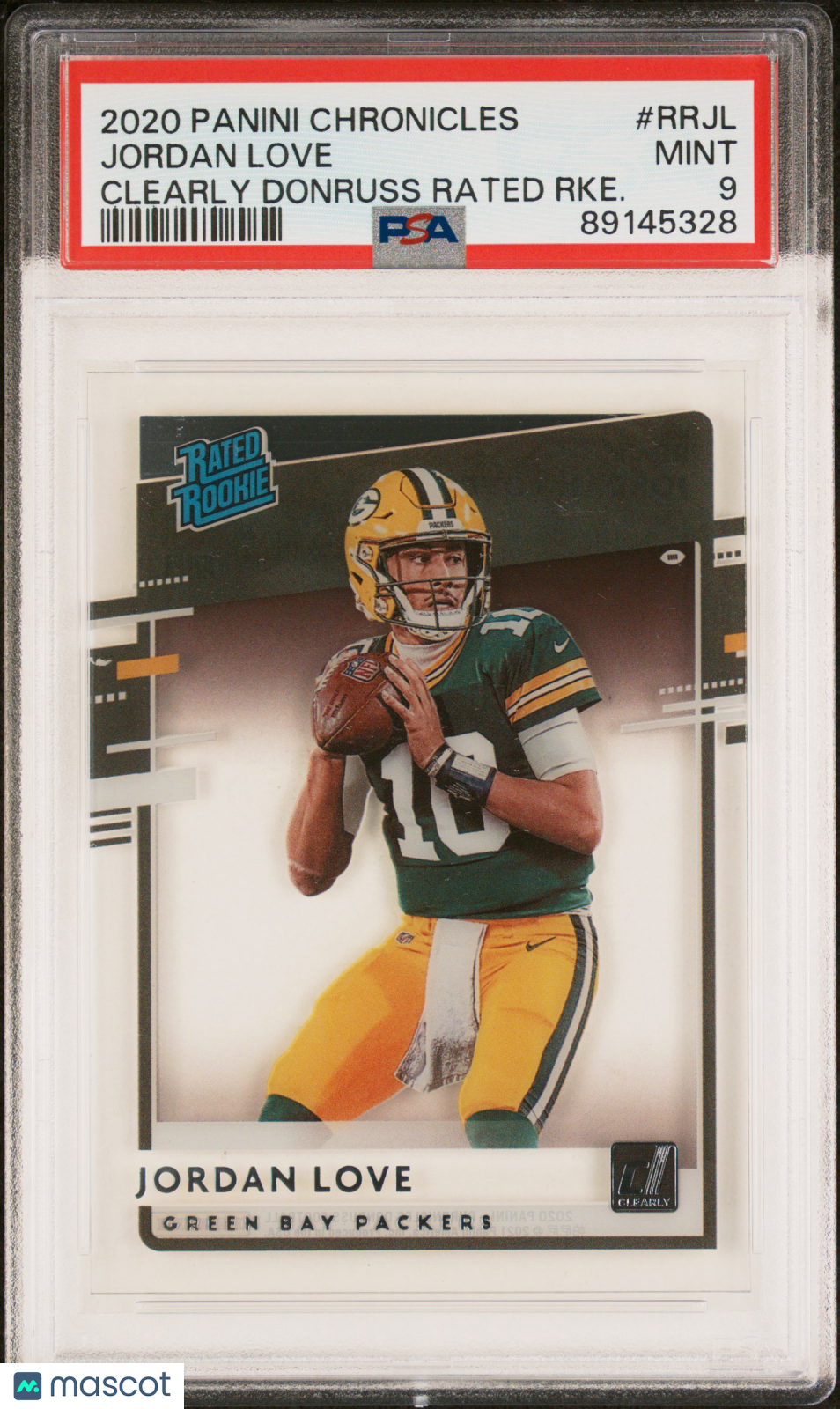 2020 Panini Chronicles Clearly Donruss Rated Rookies Jordan Love #RRJL PSA 9