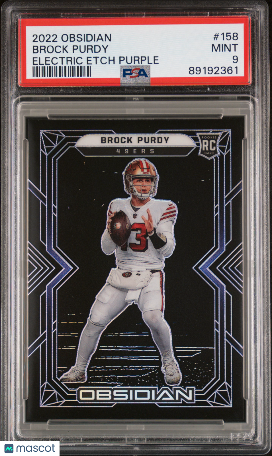 2022 Panini Obsidian Brock Purdy Electric Etch Purple /100 #158 PSA 9