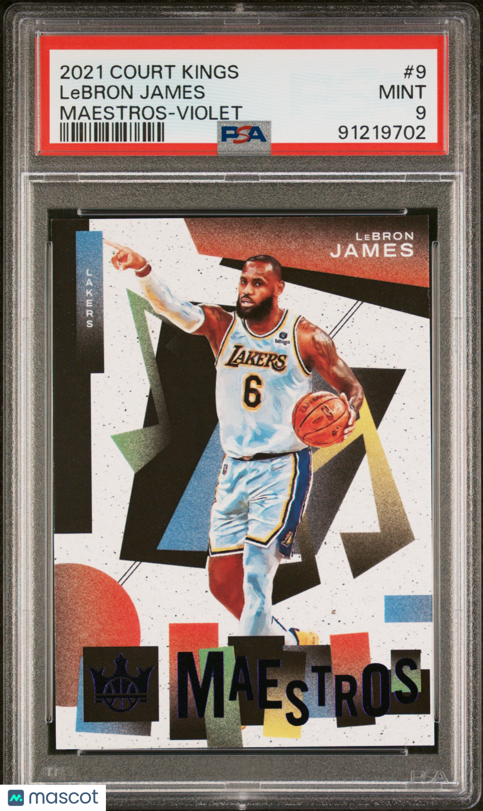 2021 Panini Court Kings LeBron James Maestros Violet /49 #9 PSA 9