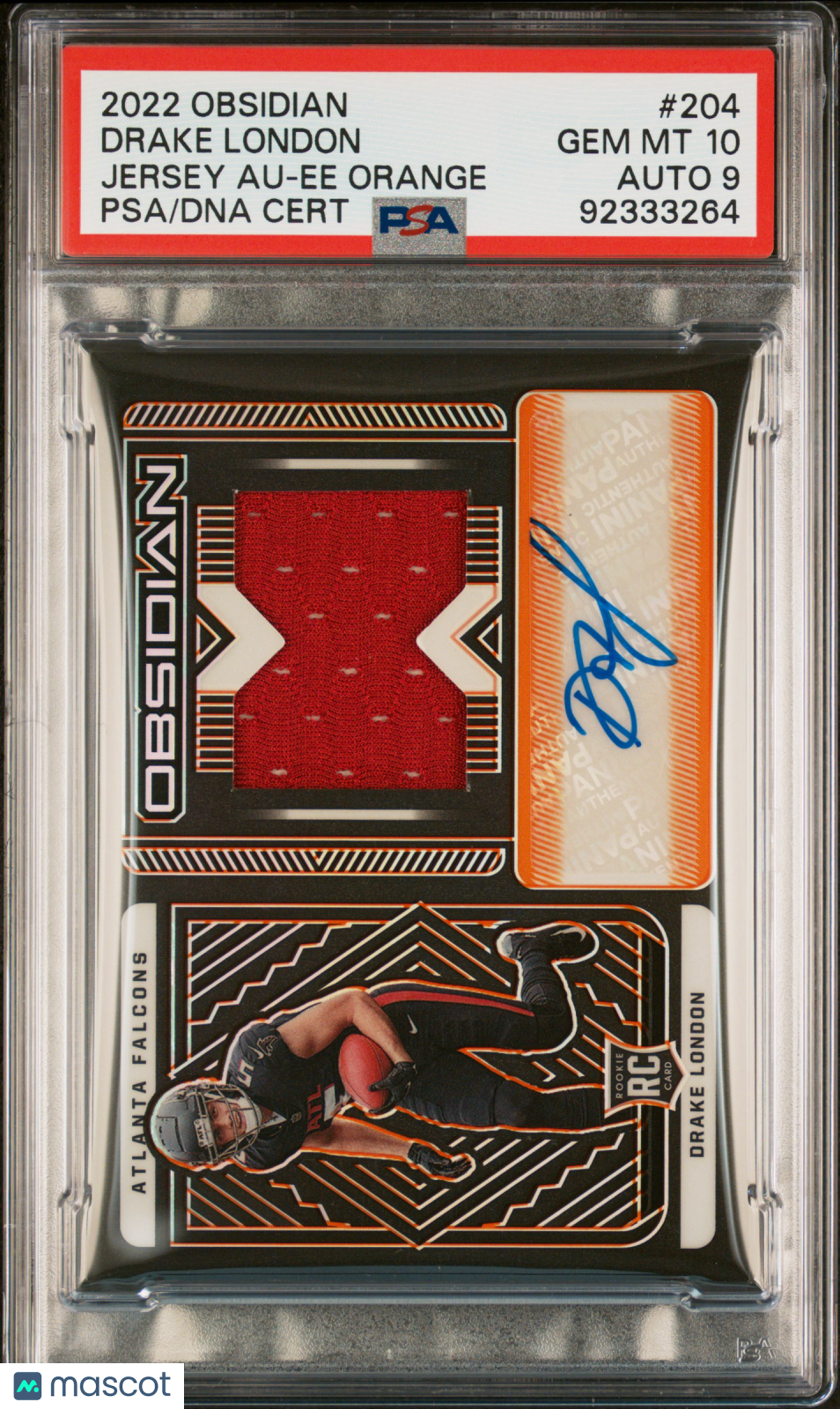 2022 Panini Obsidian Drake London RPA Orange /99 #204 RC PSA 10