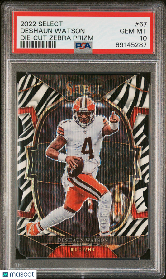 2022 Panini Select Deshaun Watson Die Cut Zebra Prizm #67 PSA 10