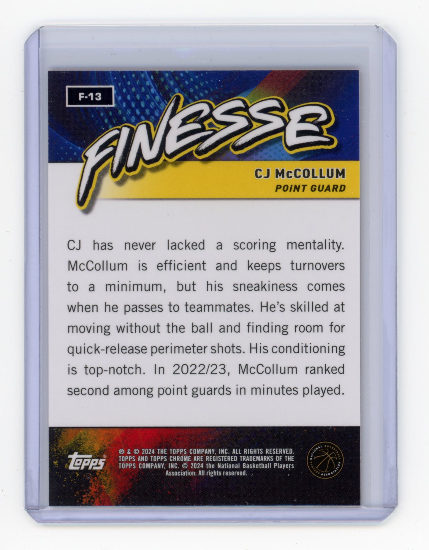 2024 Topps Chrome Finesse CJ McCollum Orange Refractor /25 #F-13