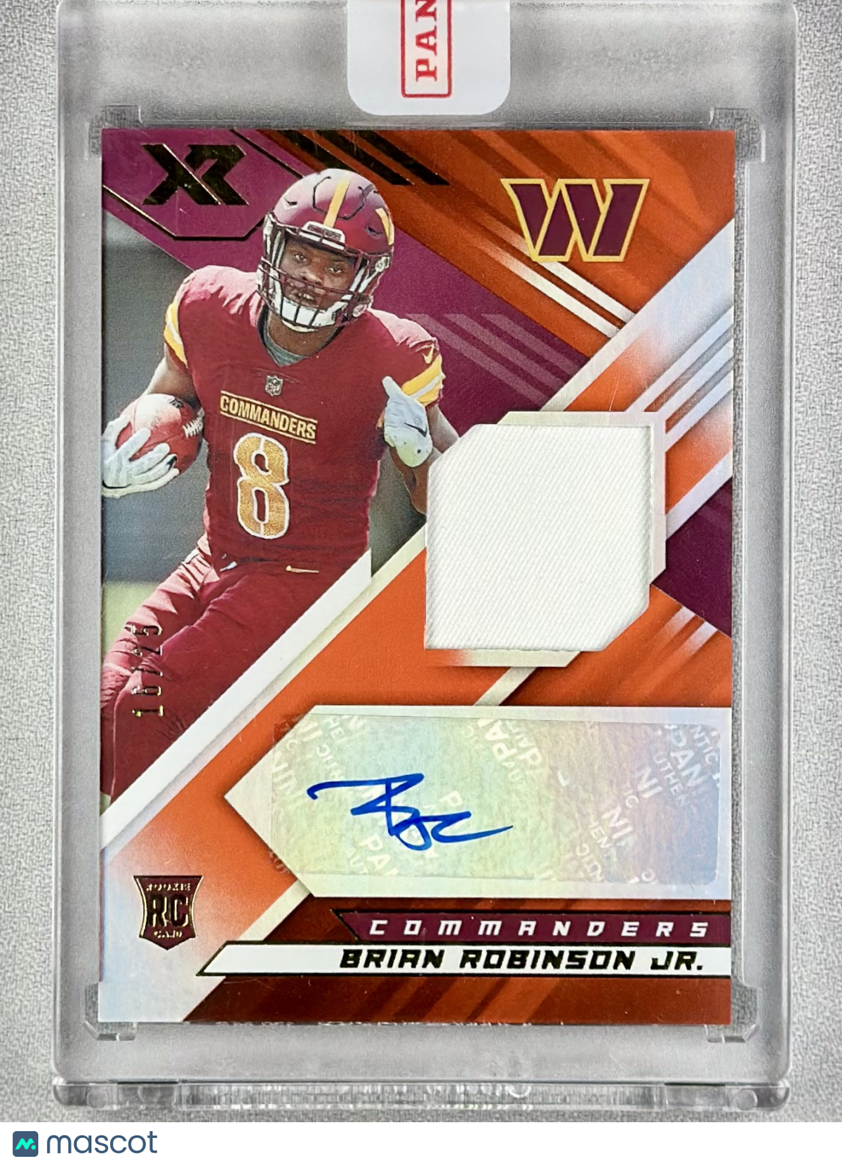 2022 Panini XR Brian Robinson Jr. Rookie Swatch Autograph Orange /25 #RSA-BR RC