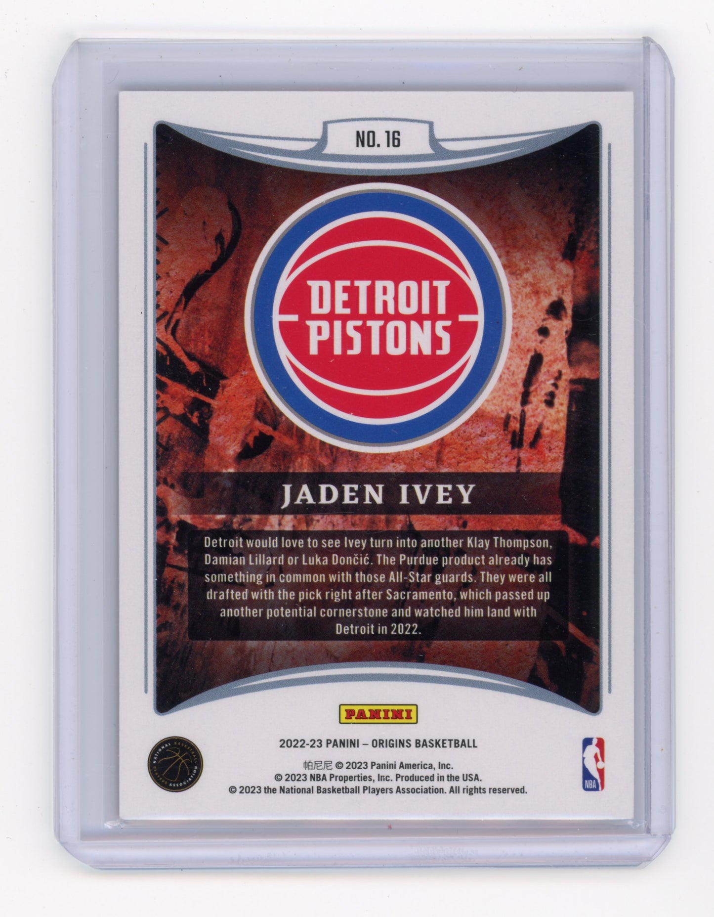 2022 Panini Origins Jaden Ivey Originals Red RC 16/75 #16