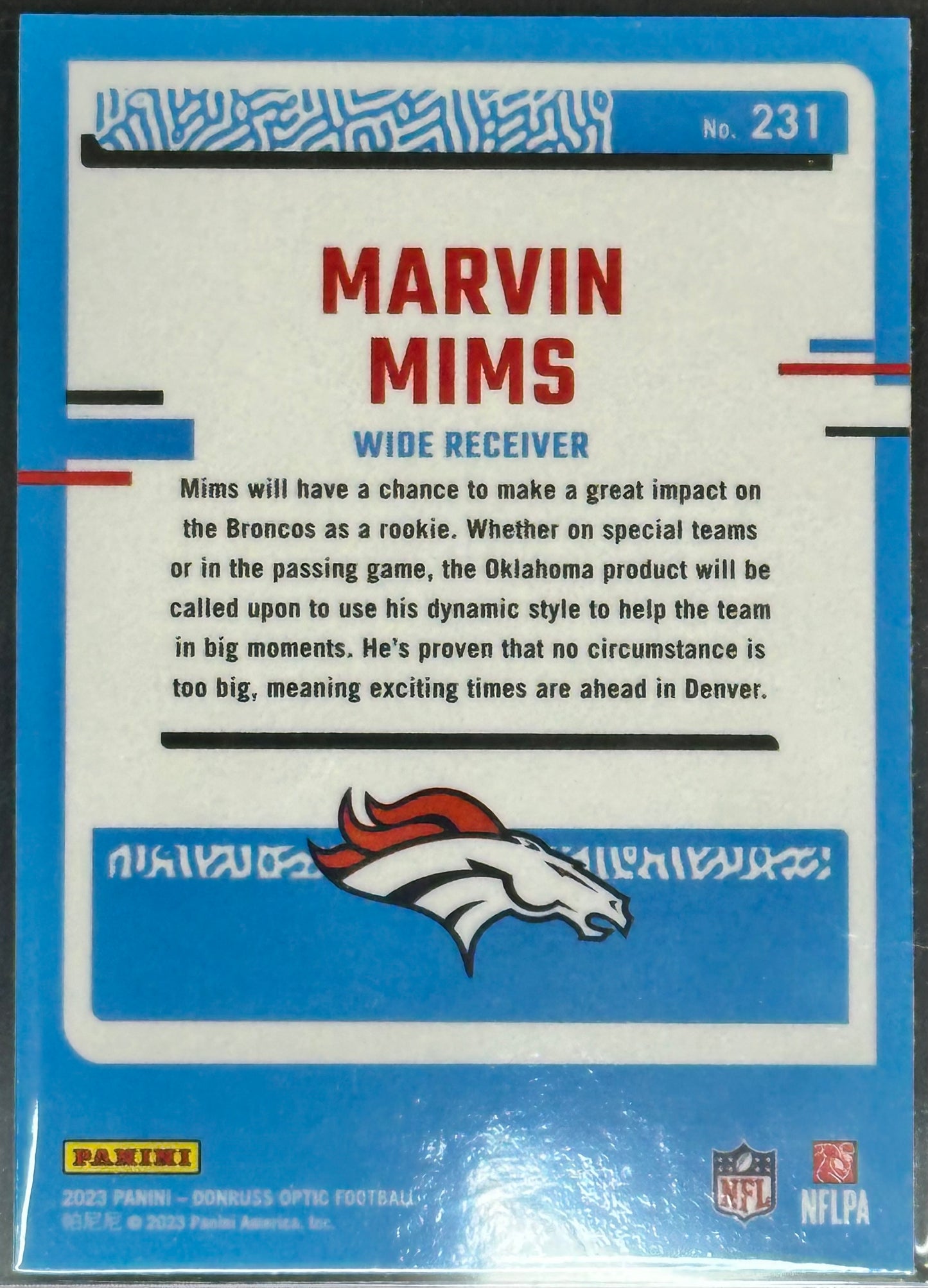 Marvin Mims 2023 Panini Donruss Optic #231