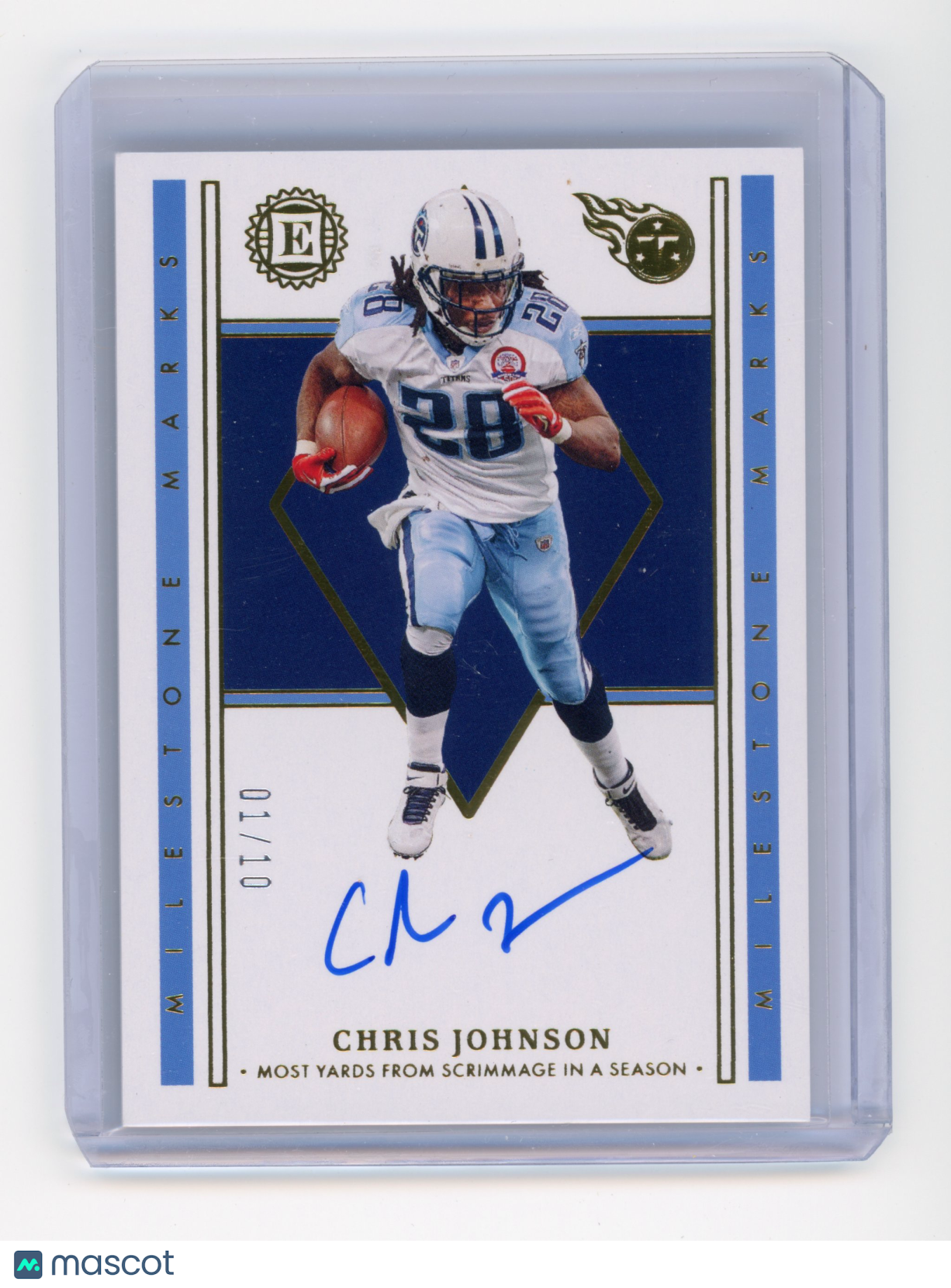 2022 Panini Encased Chris Johnson Milestone Marks Autograph Gold 01/10 #MM-CJ