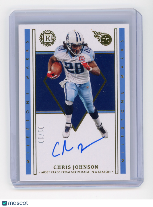 2022 Panini Encased Chris Johnson Milestone Marks Autograph Gold 01/10 #MM-CJ
