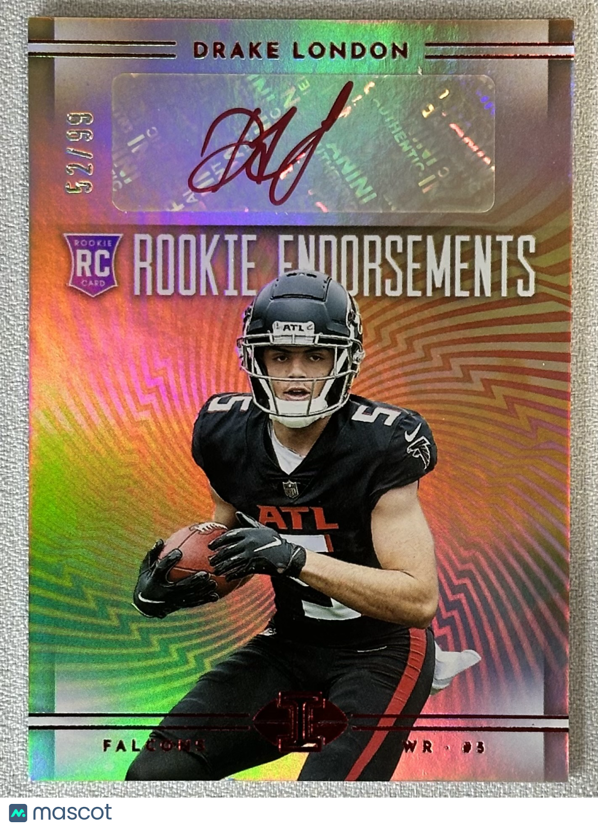 2022 Panini Illusions Drake London Rookie Endorsements Auto Red /99 #RE-DL RC