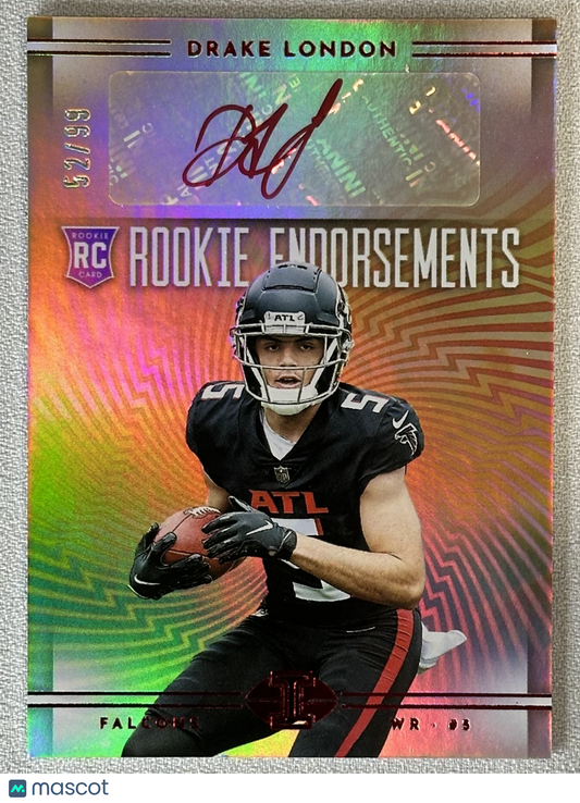 2022 Panini Illusions Drake London Rookie Endorsements Auto Red /99 #RE-DL RC