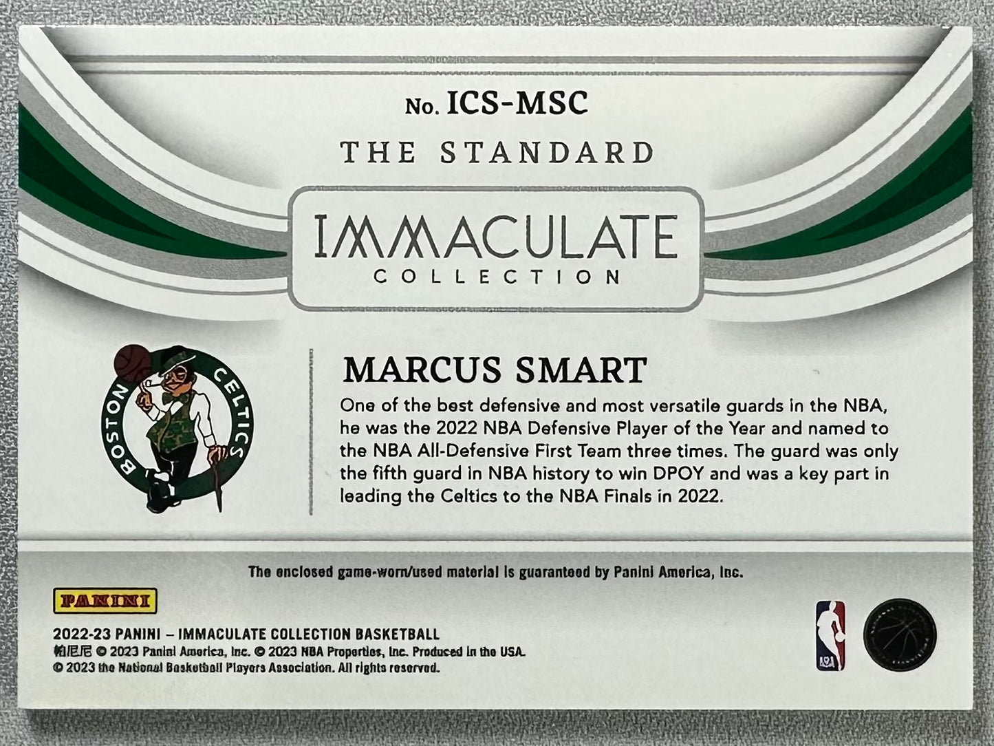 2022 Panini Immaculate Collection Marcus Smart The Standard /99 #ICS-MSC