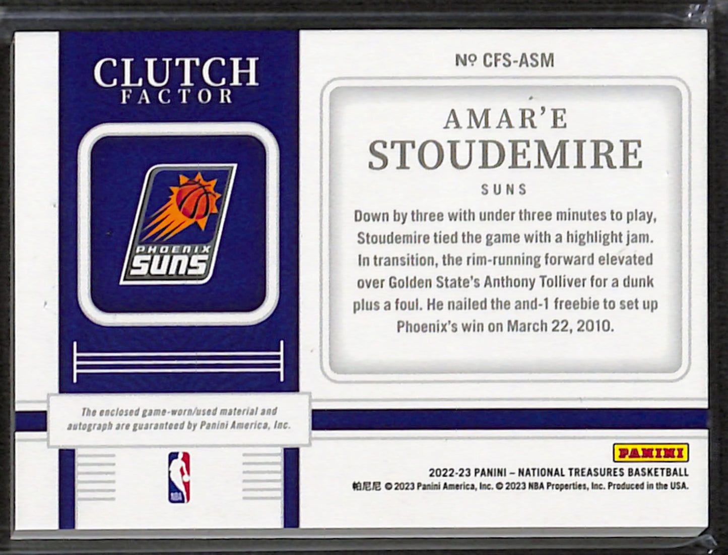 2022-23 National Treasures Amar’e Stoudemire Clutch Factor Signatures /49