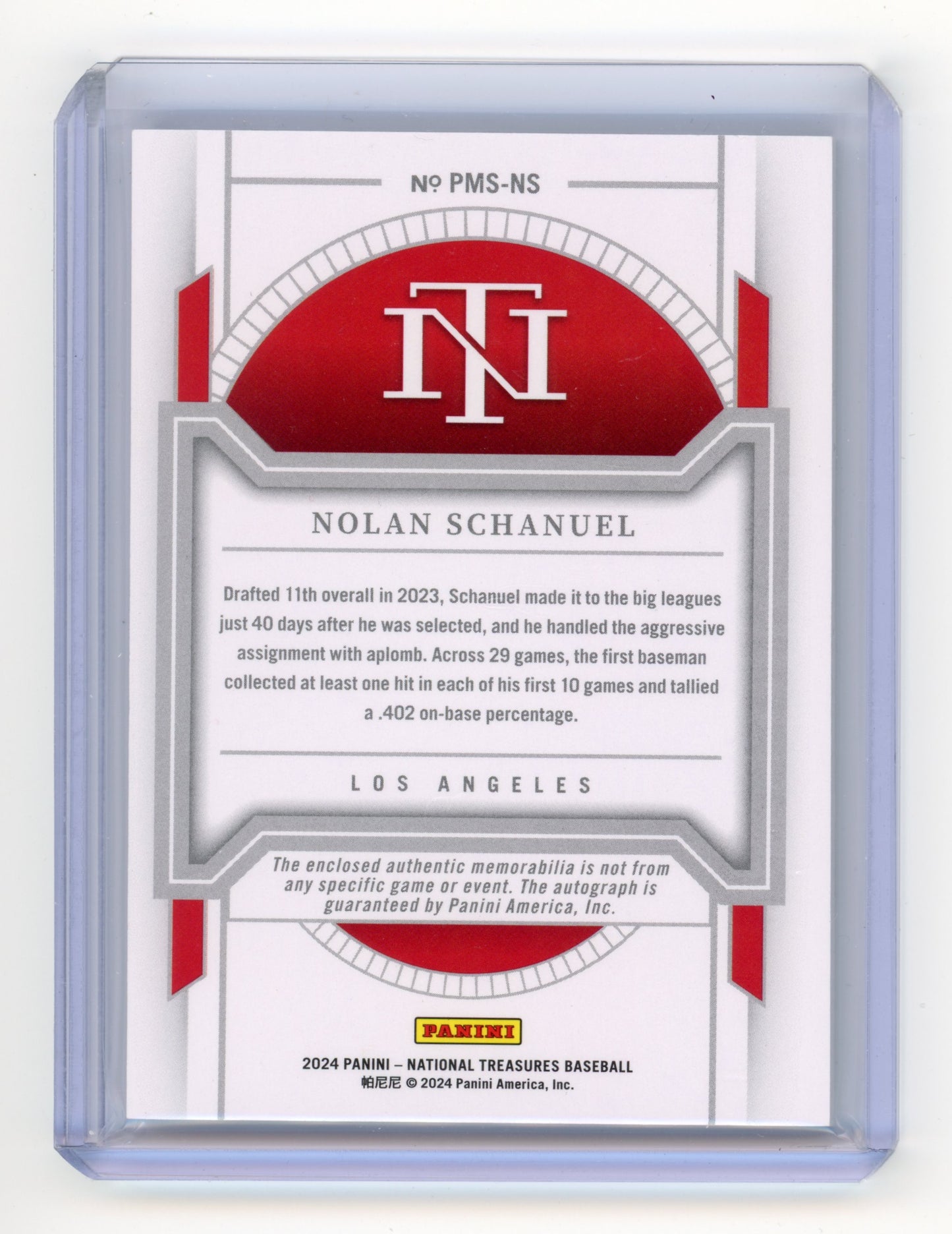 2024 Panini National Treasures Nolan Schanuel Prospect Mat Auto Holo Silver /25