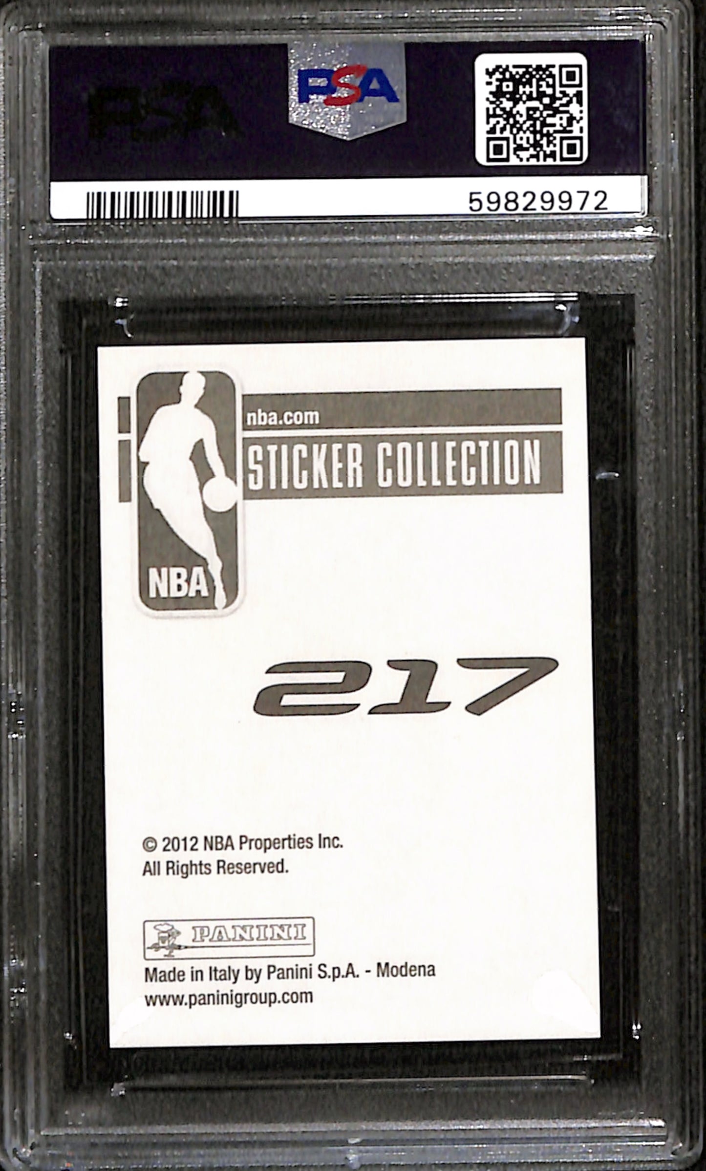 2012-13 Panini Stickers Kobe Bryant #217 PSA 9