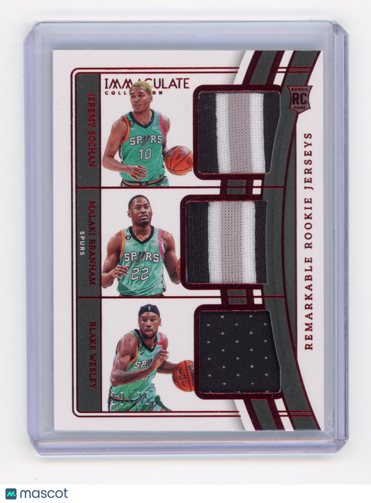 2022 Panini Immaculate Sochan Wesley Branham Remarkable Rookie Jerseys Red /25