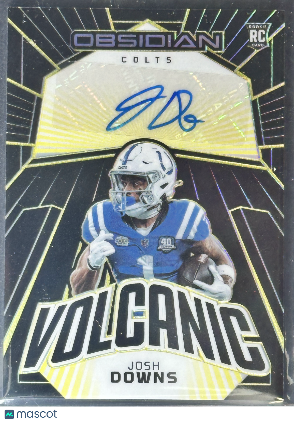 Josh Downs 2023 Panini Obsidian Volcanic Autos Yellow /10 #VS-JDO