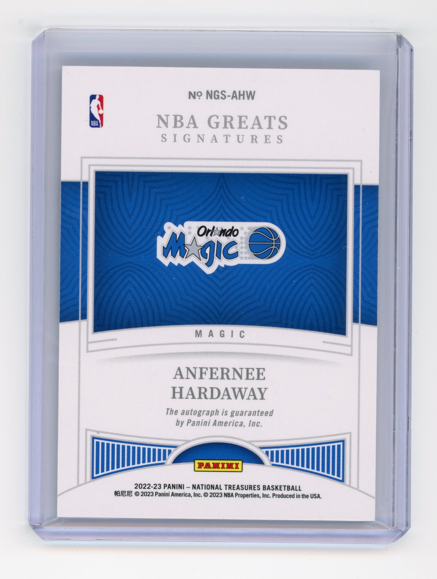 2022 Panini National Treasures Anfernee Hardaway NBA Greats Signatures /49