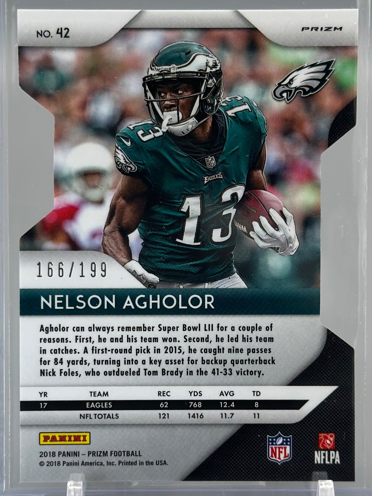 Nelson Agholor 2018 Panini Prizm Light Blue Die-Cut /199 #42